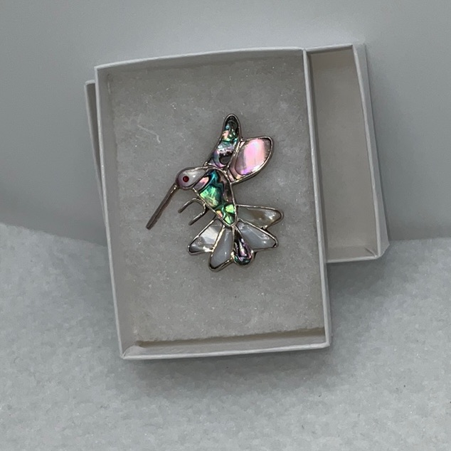 Alpaca Mexico Hummingbird Pin Brooch Abalone
